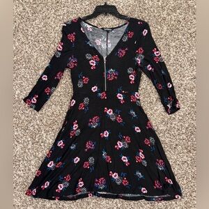 Express Black Floral Midi Dress